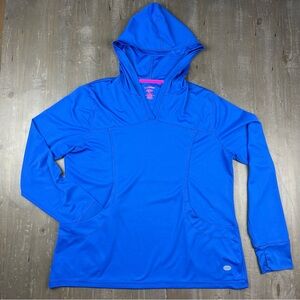 Women's XXL Reel Legends Freeline Hooded Fishing Outdoor Shirt Blue Long Sleeve